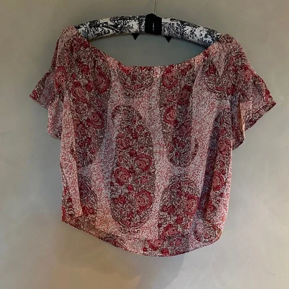 Madewell Silk Off the Shoulder Paisley Top Blouse - Picture 5 of 5